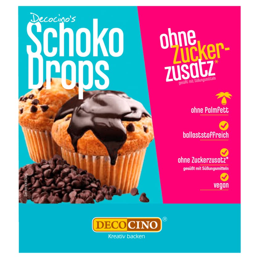 Decocino Schoko Drops ohne Zuckerzusatz vegan 75g